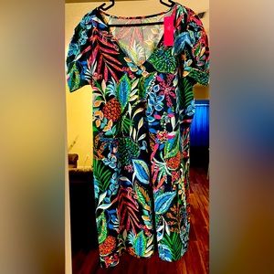 Lilly Pulitzer Aleece short-sleeve dress in Sunshine Jungle, XXL, NWT